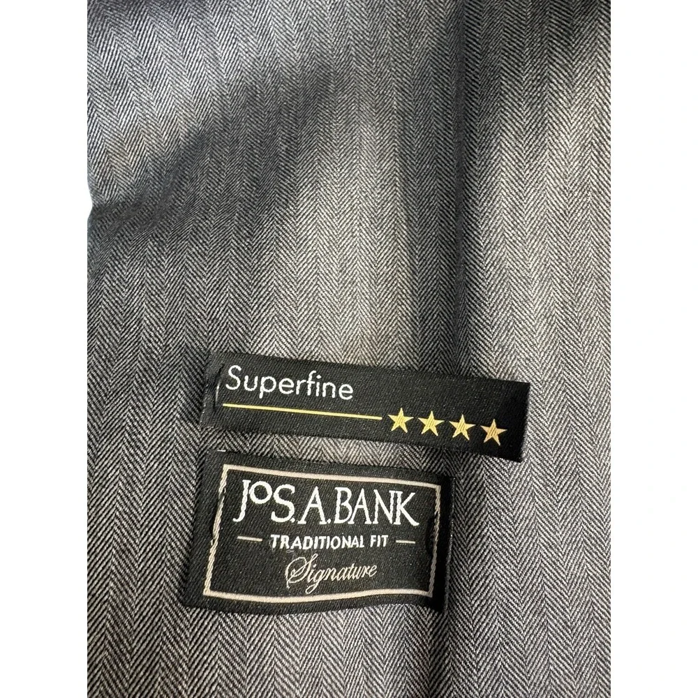 NWT‎ Jos A Bank Grey Herringbone Blazer Wool Superfine 50r Office Formal Wedding
